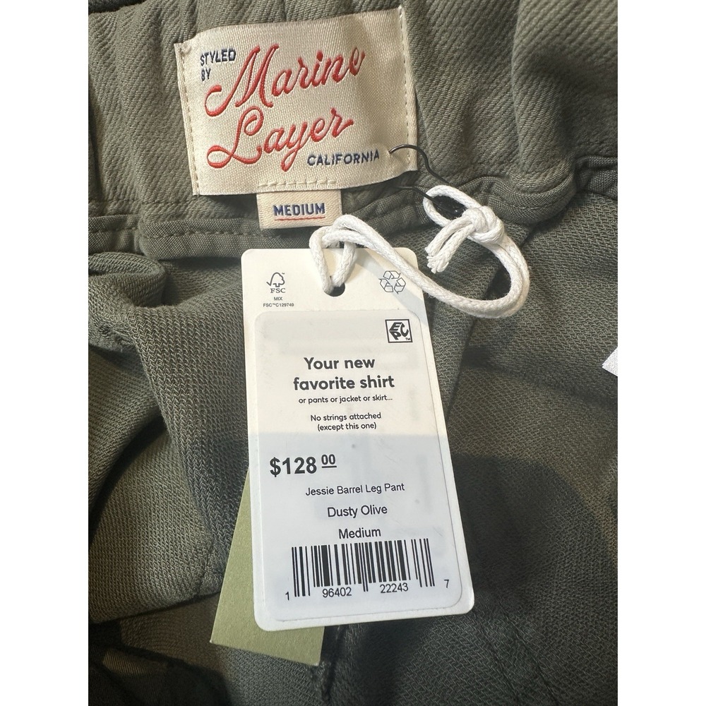 NWT Marine Layer Jessie Barrel Leg Pants Green Olive M  Drawstring Casual $128 - Picture 11 of 13